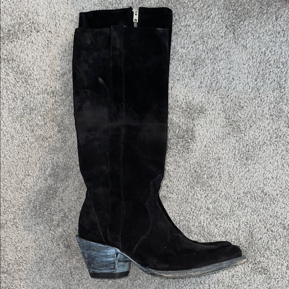 Black Real Suede Women's Boots